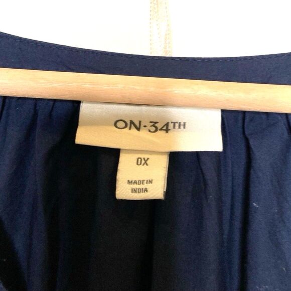 On 34th Women's Plus Size 0X Cotton Embroidered A-Line Maxi Dress, Intrepid Blue - Picture 14 of 15